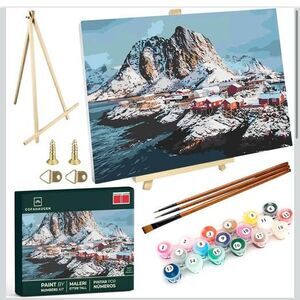 Framed Paint by Numbers Kit for Adults 16x20in,Premium Brushes, Nordic Landscape